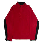 NAUTICA Mens Patterned Fleece Red Colourblock 1/4 Zip XL