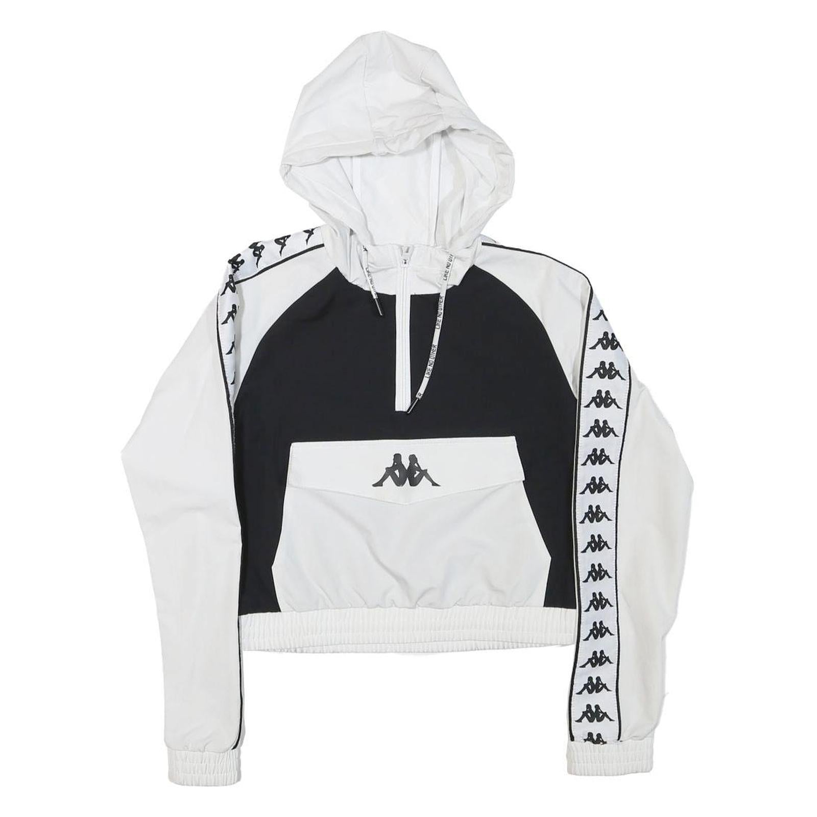KAPPA Womens Black & White Logo Print Zip Up Jacket XS Polyester Blend