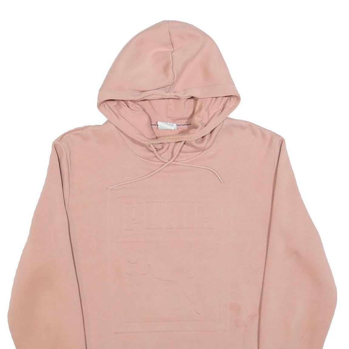 PUMA Mens Pink Pullover Hoodie M Embossed Logo Cotton Blend Casual Jumper