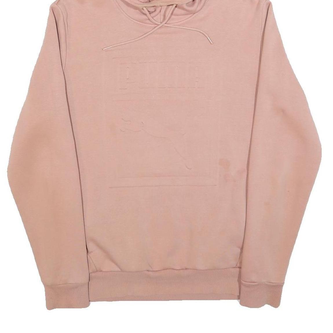 PUMA Mens Pink Pullover Hoodie M Embossed Logo Cotton Blend Casual Jumper