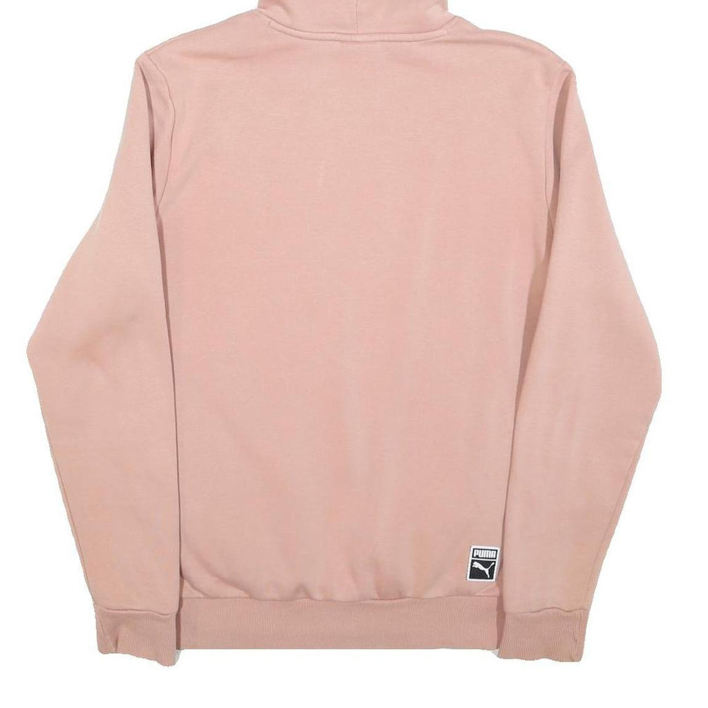 PUMA Mens Pink Pullover Hoodie M Embossed Logo Cotton Blend Casual Jumper