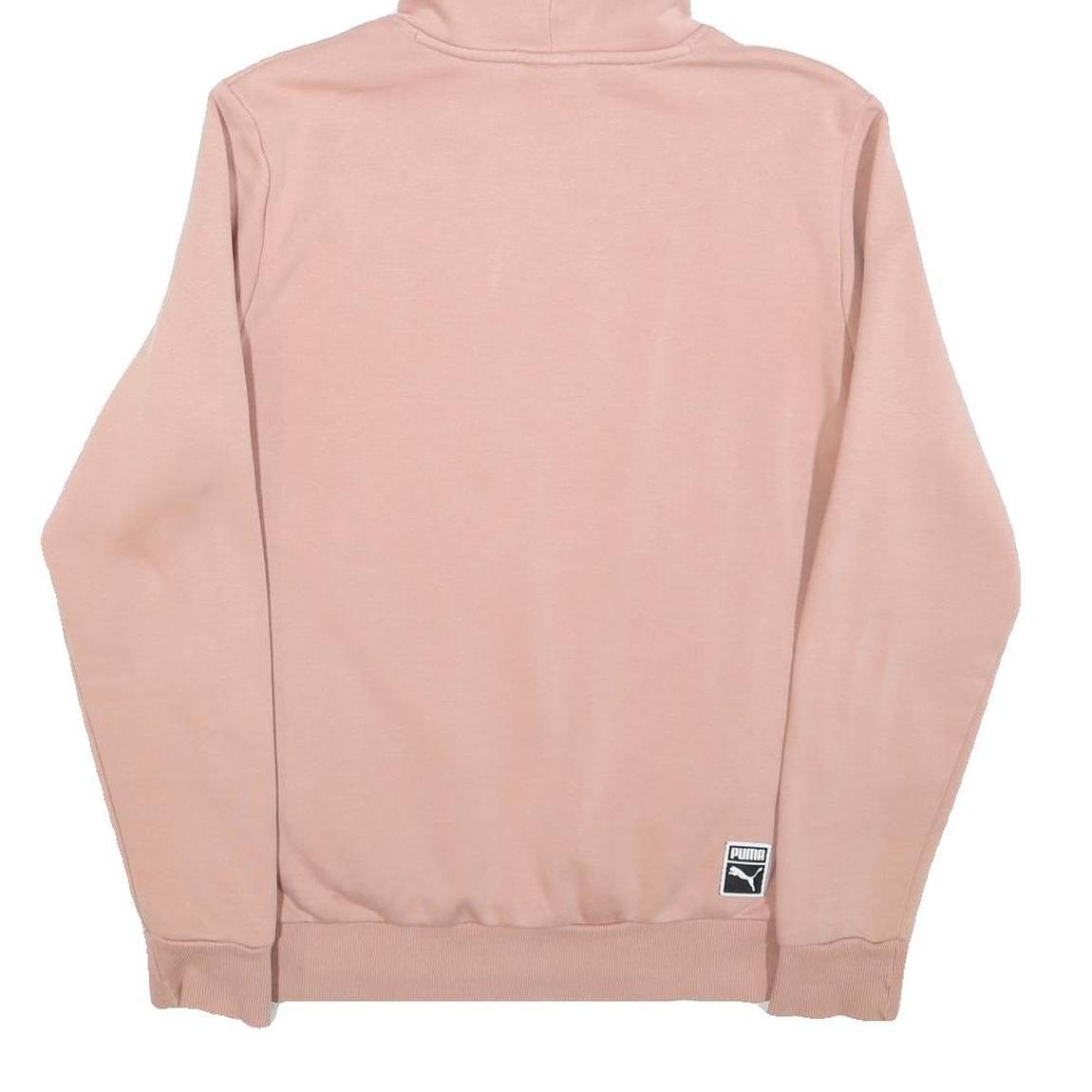 PUMA Mens Pink Pullover Hoodie M Embossed Logo Cotton Blend Casual Jumper