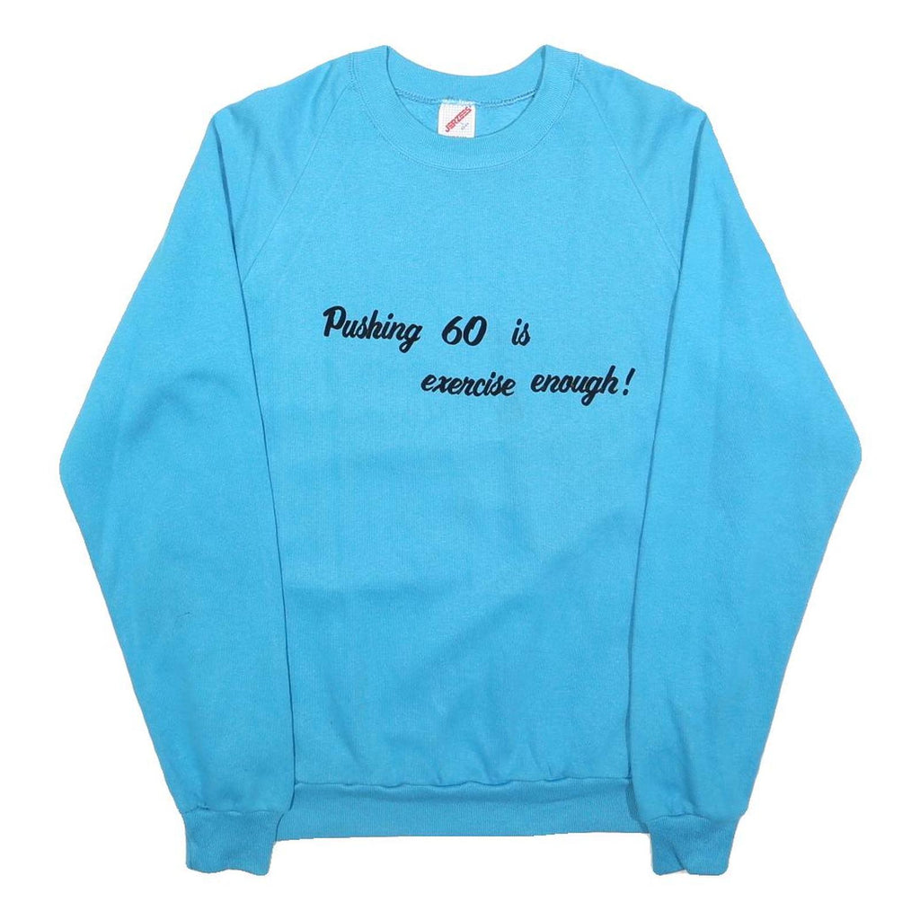 JERZEES Womens Blue Pushing 60 Exercise Enough Crew Neck L Sweatshirt Casual