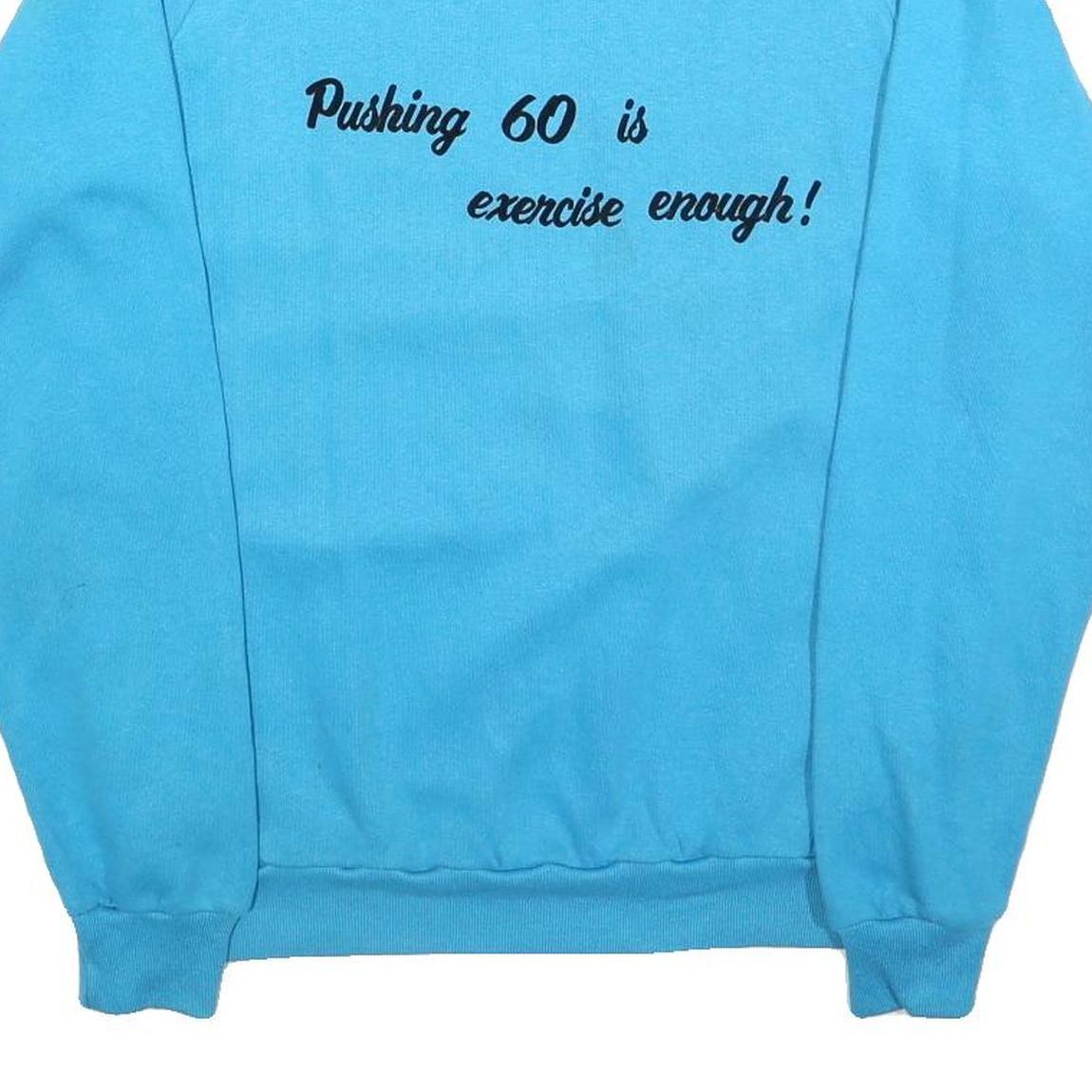 JERZEES Womens Blue Pushing 60 Exercise Enough Crew Neck L Sweatshirt Casual