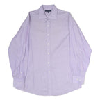 TOMMY HILFIGER Mens Lilac Plain Shirt L Cotton Classic Long Sleeve Button Down