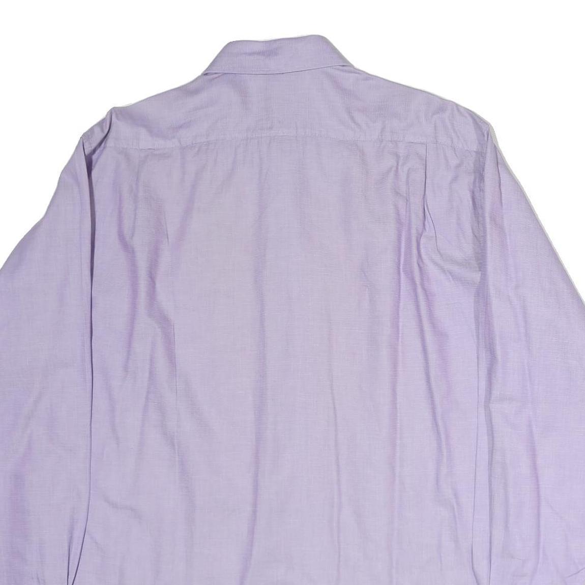 TOMMY HILFIGER Mens Lilac Plain Shirt L Cotton Classic Long Sleeve Button Down