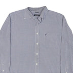 NAUTICA Mens Blue Check Shirt L Classic Cotton Blend Long Sleeve Casual