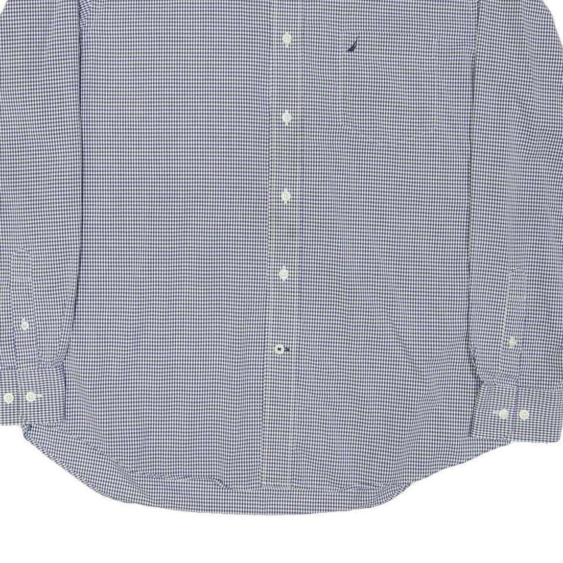NAUTICA Mens Blue Check Shirt L Classic Cotton Blend Long Sleeve Casual