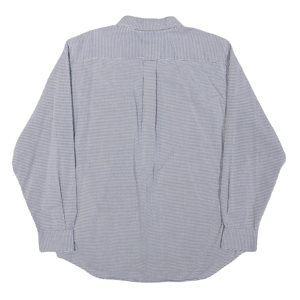 NAUTICA Mens Blue Check Shirt L Classic Cotton Blend Long Sleeve Casual