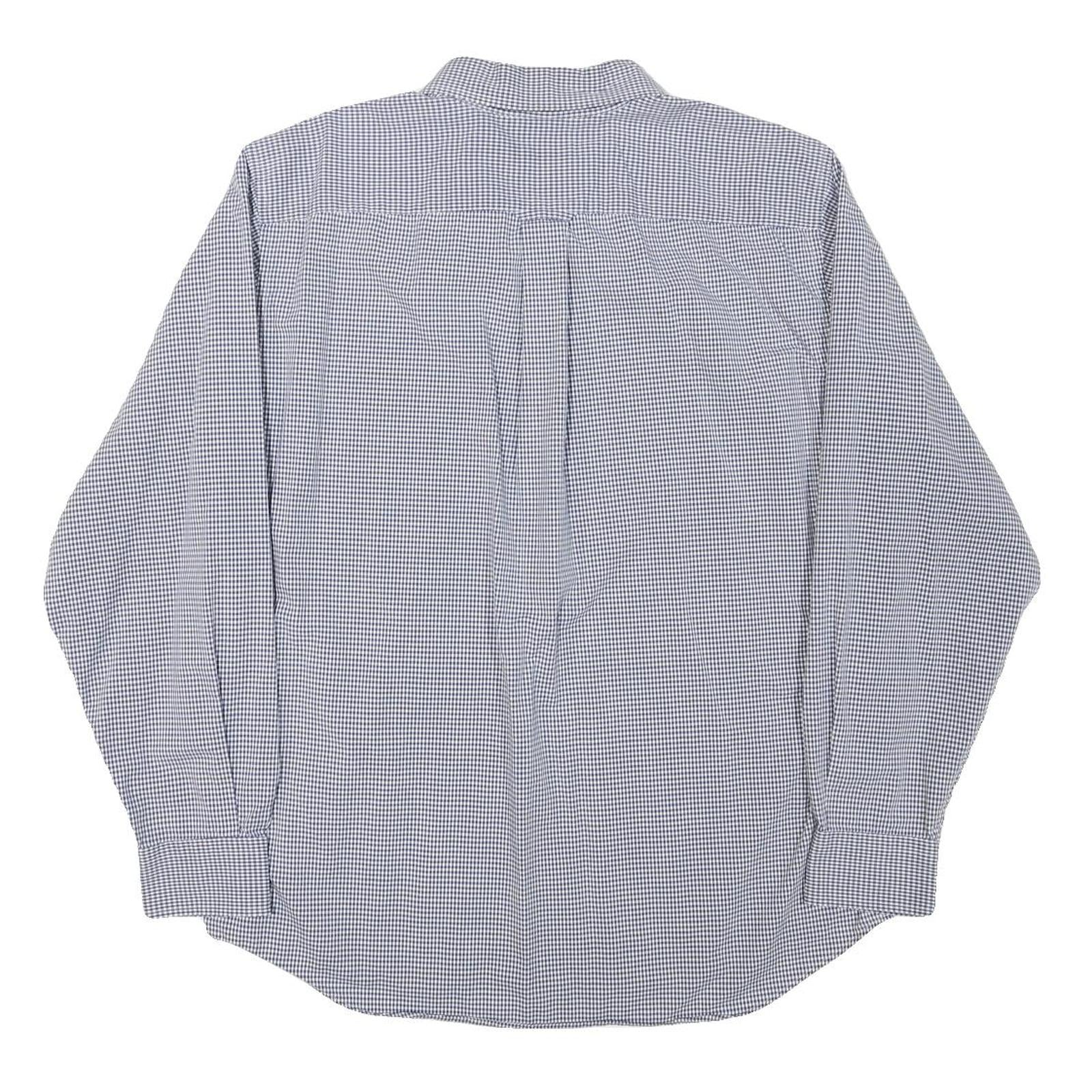 NAUTICA Mens Blue Check Shirt L Classic Cotton Blend Long Sleeve Casual