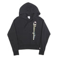 CHAMPION Womens Black Hooded Pullover Hoodie M Cotton Blend Logo Print