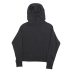 CHAMPION Womens Black Hooded Pullover Hoodie M Cotton Blend Logo Print