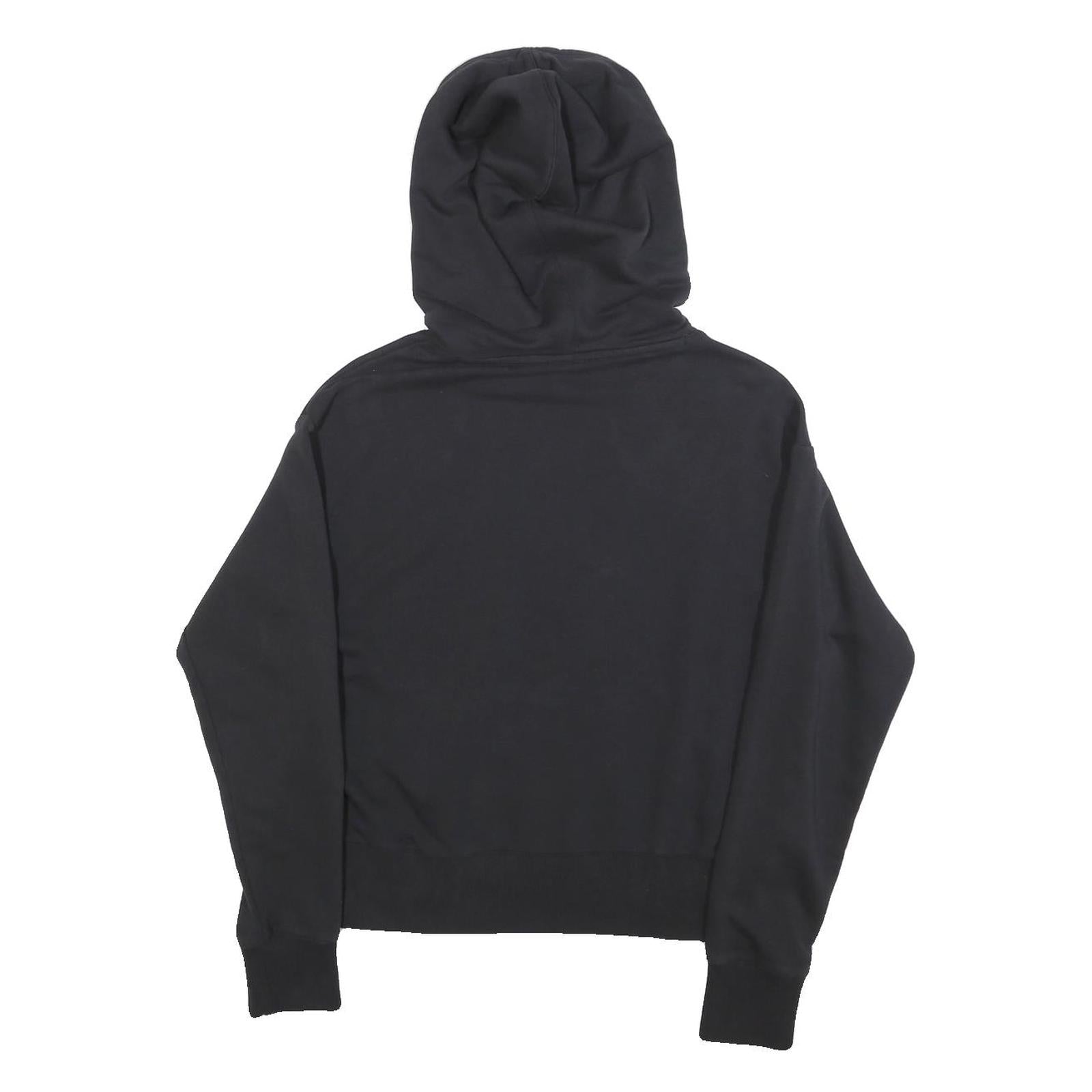 CHAMPION Womens Black Hooded Pullover Hoodie M Cotton Blend Logo Print