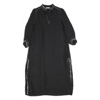 ZARA Womens Black Day Woven Plain 3/4 Sleeve Midi L Dress Embellished