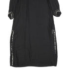 ZARA Womens Black Day Woven Plain 3/4 Sleeve Midi L Dress Embellished