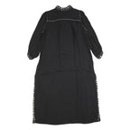 ZARA Womens Black Day Woven Plain 3/4 Sleeve Midi L Dress Embellished