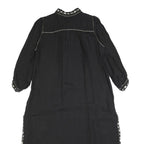 ZARA Womens Black Day Woven Plain 3/4 Sleeve Midi L Dress Embellished
