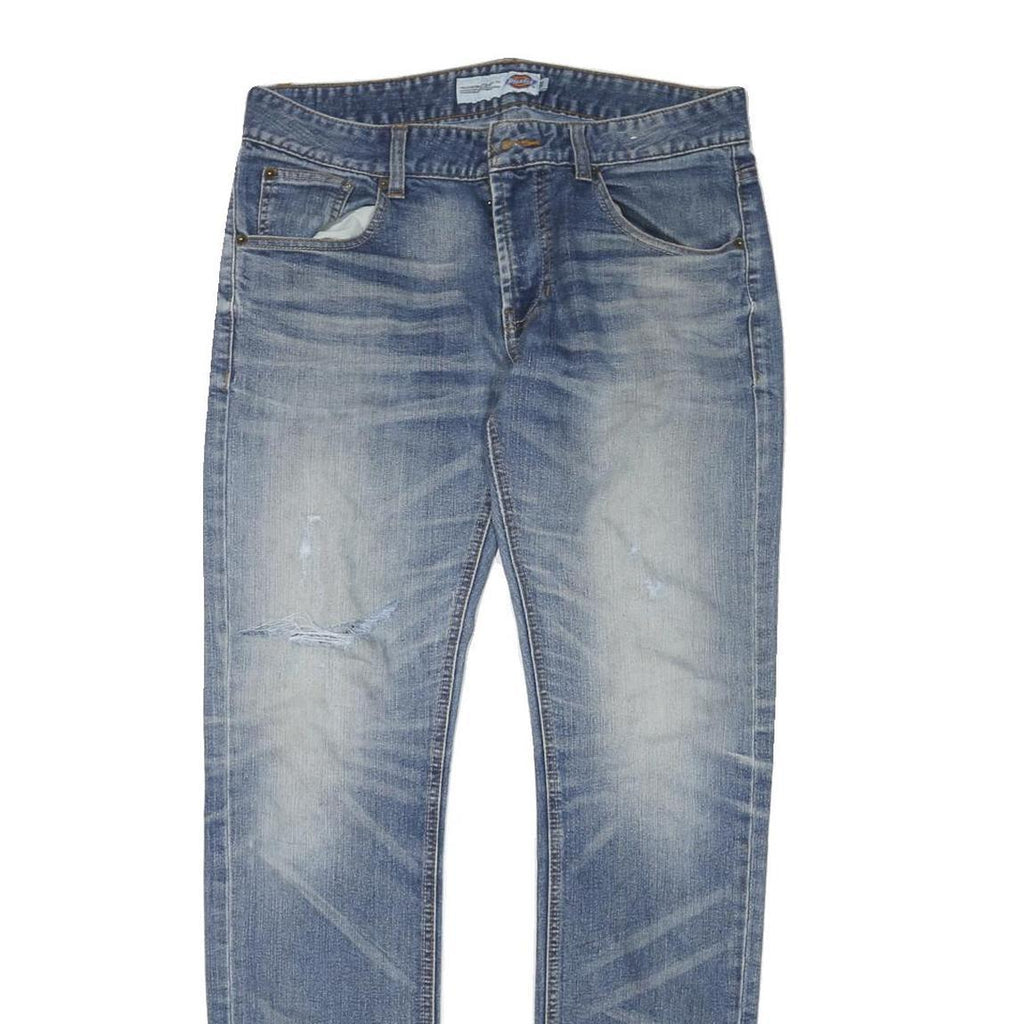 DICKIES Mens Regular Denim Blue Jeans W32 L32 Classic Zip Casual Wear