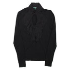 LAUREN RALPH LAUREN Womens Blouse Black High Neck Long Sleeve Viscose XS