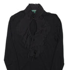 LAUREN RALPH LAUREN Womens Blouse Black High Neck Long Sleeve Viscose XS