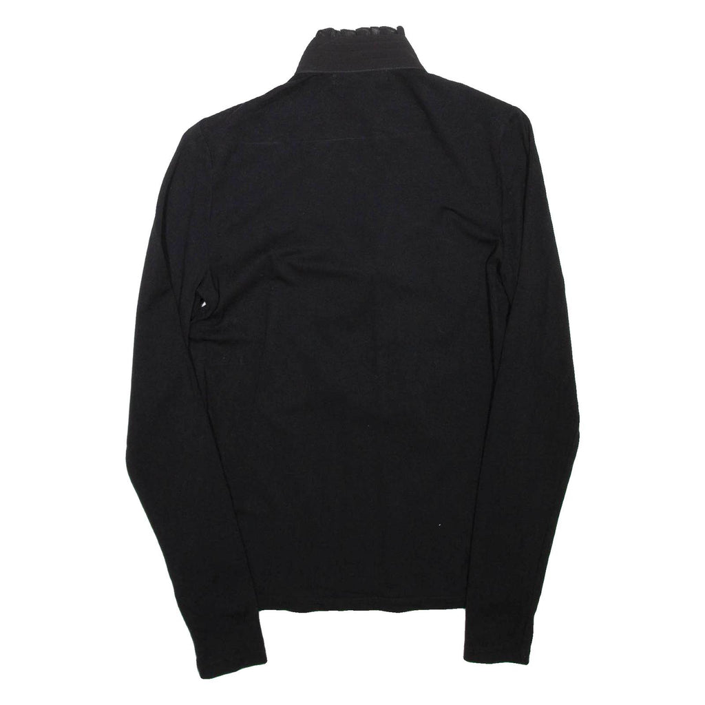 LAUREN RALPH LAUREN Womens Blouse Black High Neck Long Sleeve Viscose XS