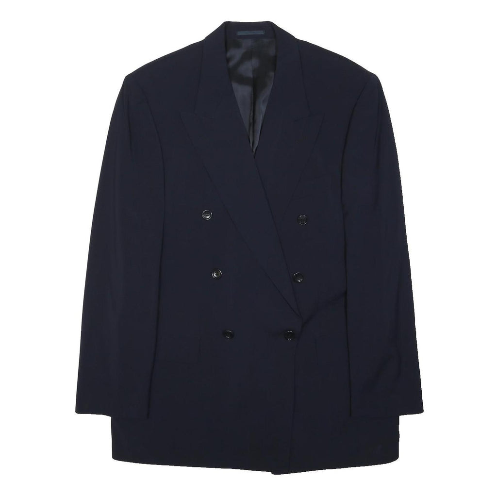 BOSS HUGO BOSS Womens Navy Blue Double Breasted Wool Blazer Jacket XL Tailored