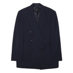 BOSS HUGO BOSS Womens Navy Blue Double Breasted Wool Blazer Jacket XL Tailored