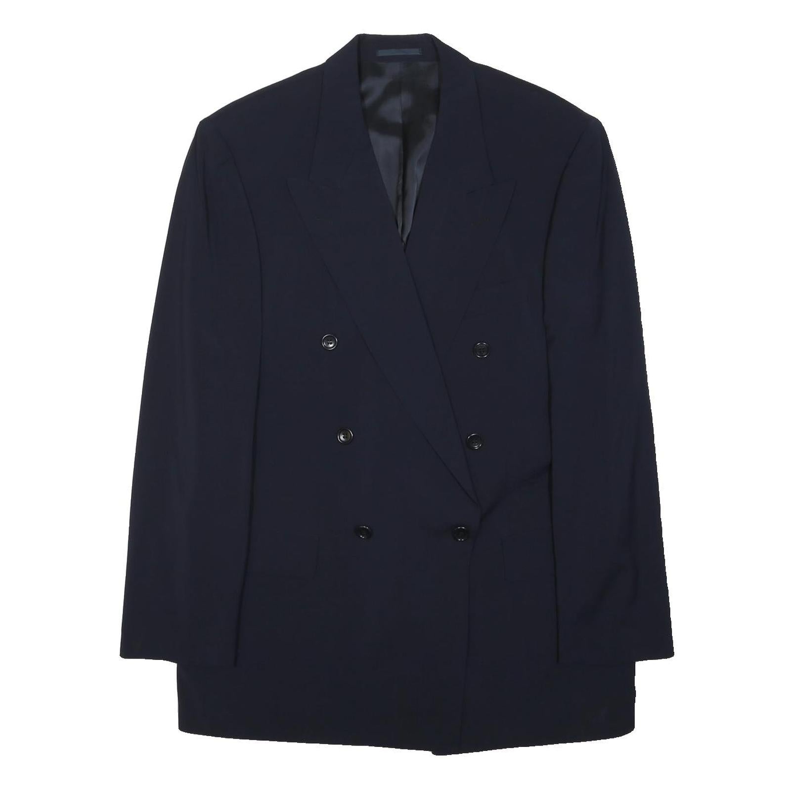BOSS HUGO BOSS Womens Navy Blue Double Breasted Wool Blazer Jacket XL Tailored