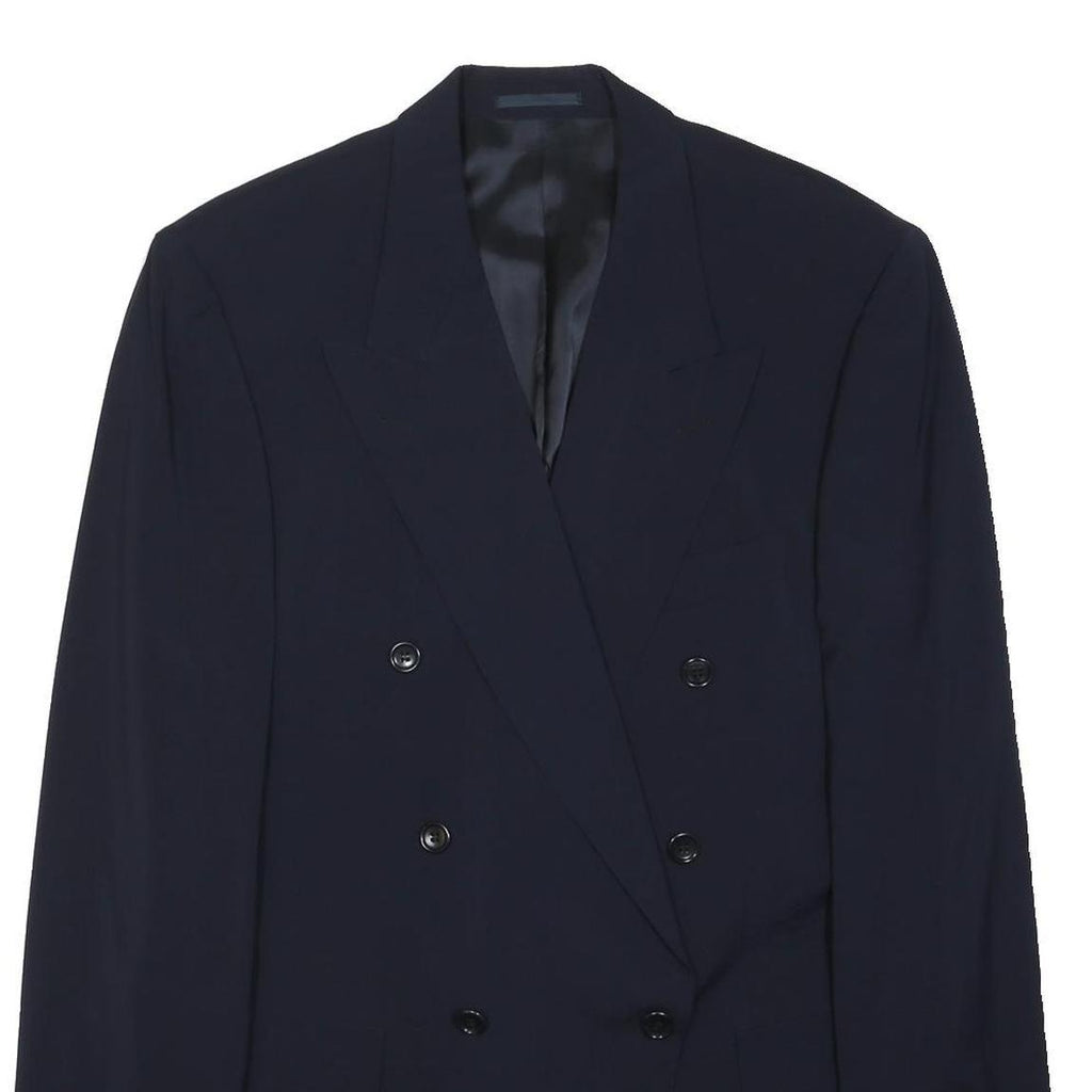 BOSS HUGO BOSS Womens Navy Blue Double Breasted Wool Blazer Jacket XL Tailored