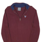 DIESEL Mens Burgundy & Blue Patterned Jumper V-Neck Cotton Blend M Zipper