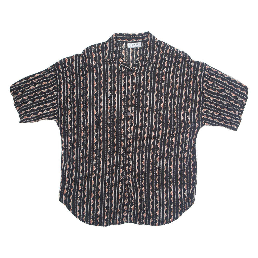 Womens Printed Shirt Black Collared Striped XL