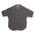 Womens Printed Shirt Black Collared Striped XL