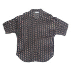 Womens Printed Shirt Black Collared Striped XL