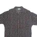 Womens Printed Shirt Black Collared Striped XL