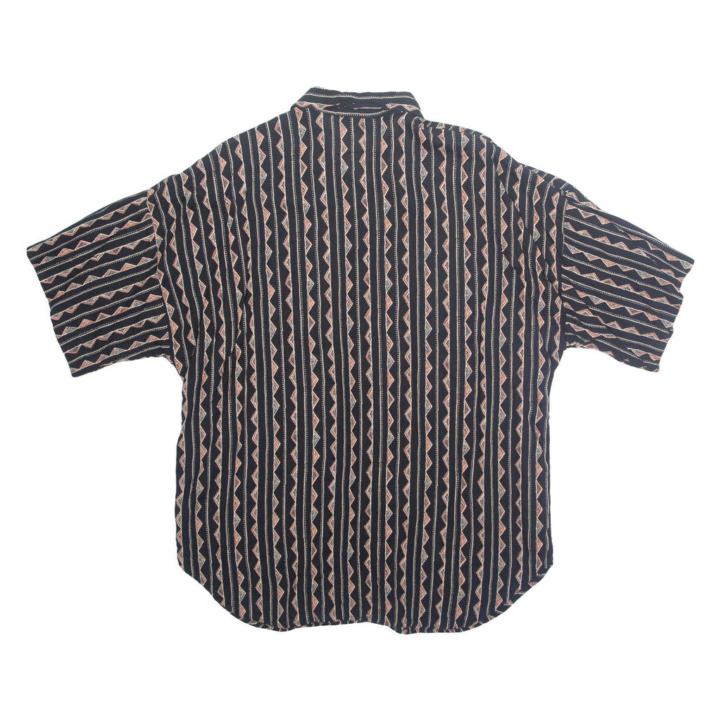 Womens Printed Shirt Black Collared Striped XL