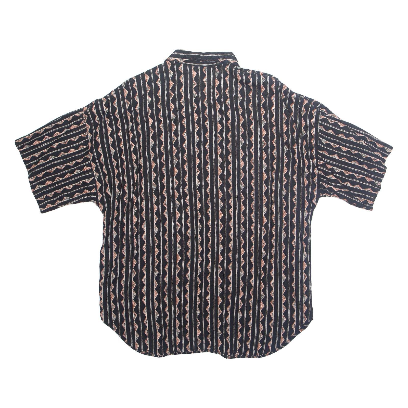 Womens Printed Shirt Black Collared Striped XL