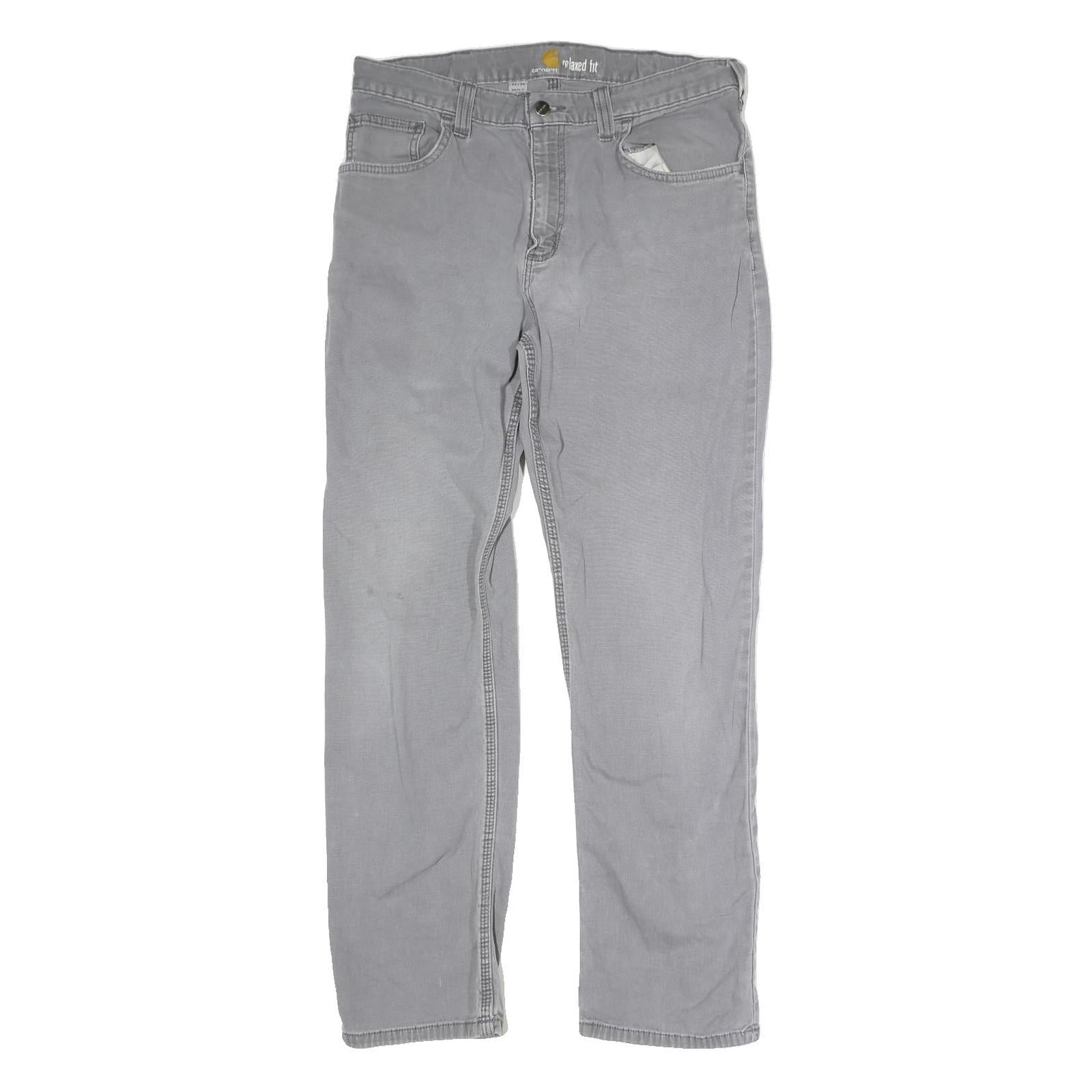 CARHARTT Mens Cotton Grey Regular Fit Straight Leg Trousers W32 L29 Casual