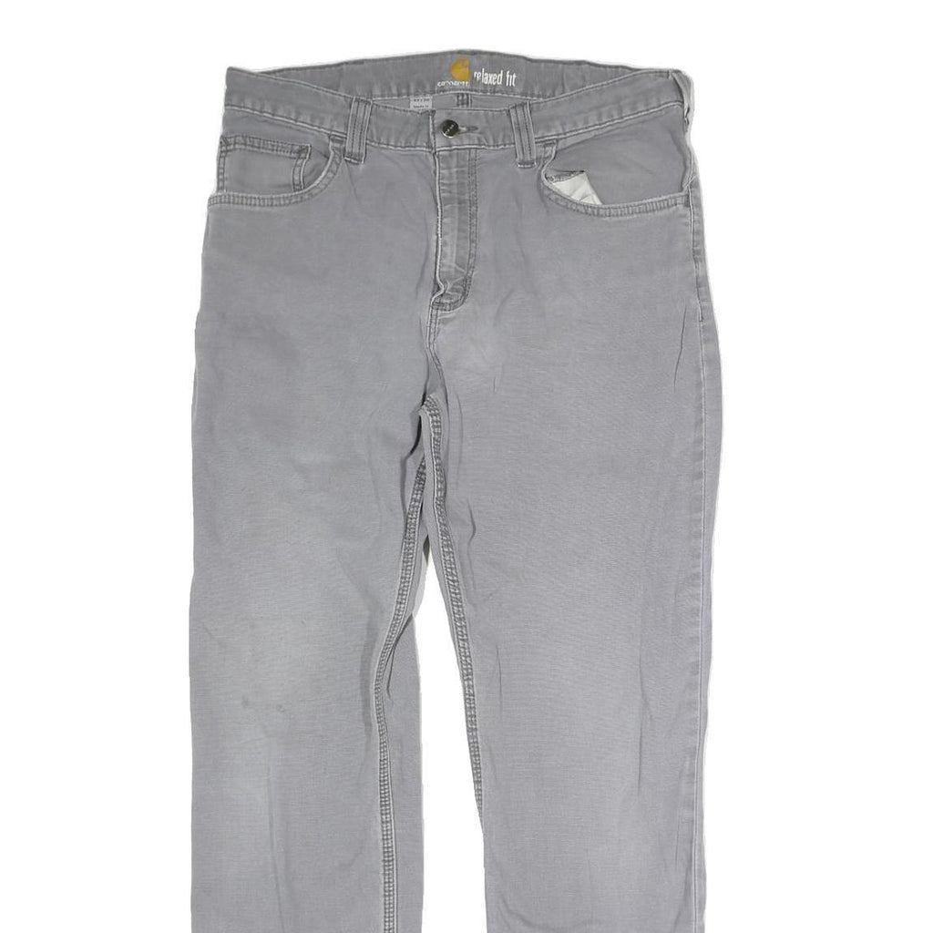 CARHARTT Mens Cotton Grey Regular Fit Straight Leg Trousers W32 L29 Casual