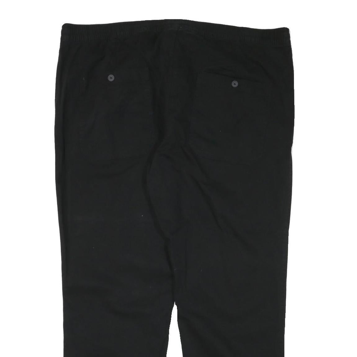 H&M Mens Black Cotton Blend Relaxed Drawstring Trousers W42 L30 Casual