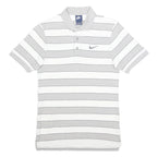 NIKE Mens White & Grey Striped Short Sleeve Polo Shirt S Cotton Casual