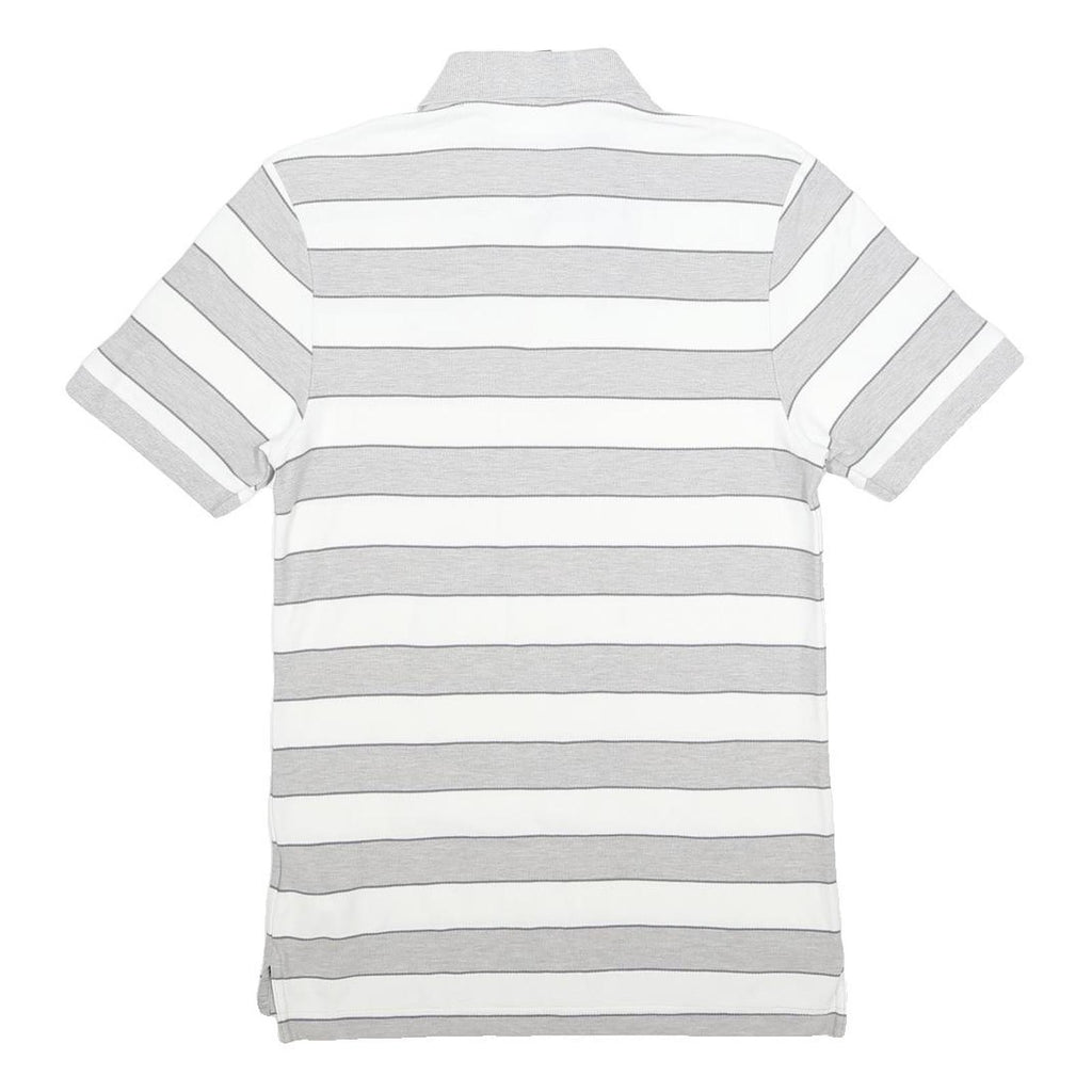 NIKE Mens White & Grey Striped Short Sleeve Polo Shirt S Cotton Casual