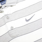 NIKE Mens White & Grey Striped Short Sleeve Polo Shirt S Cotton Casual