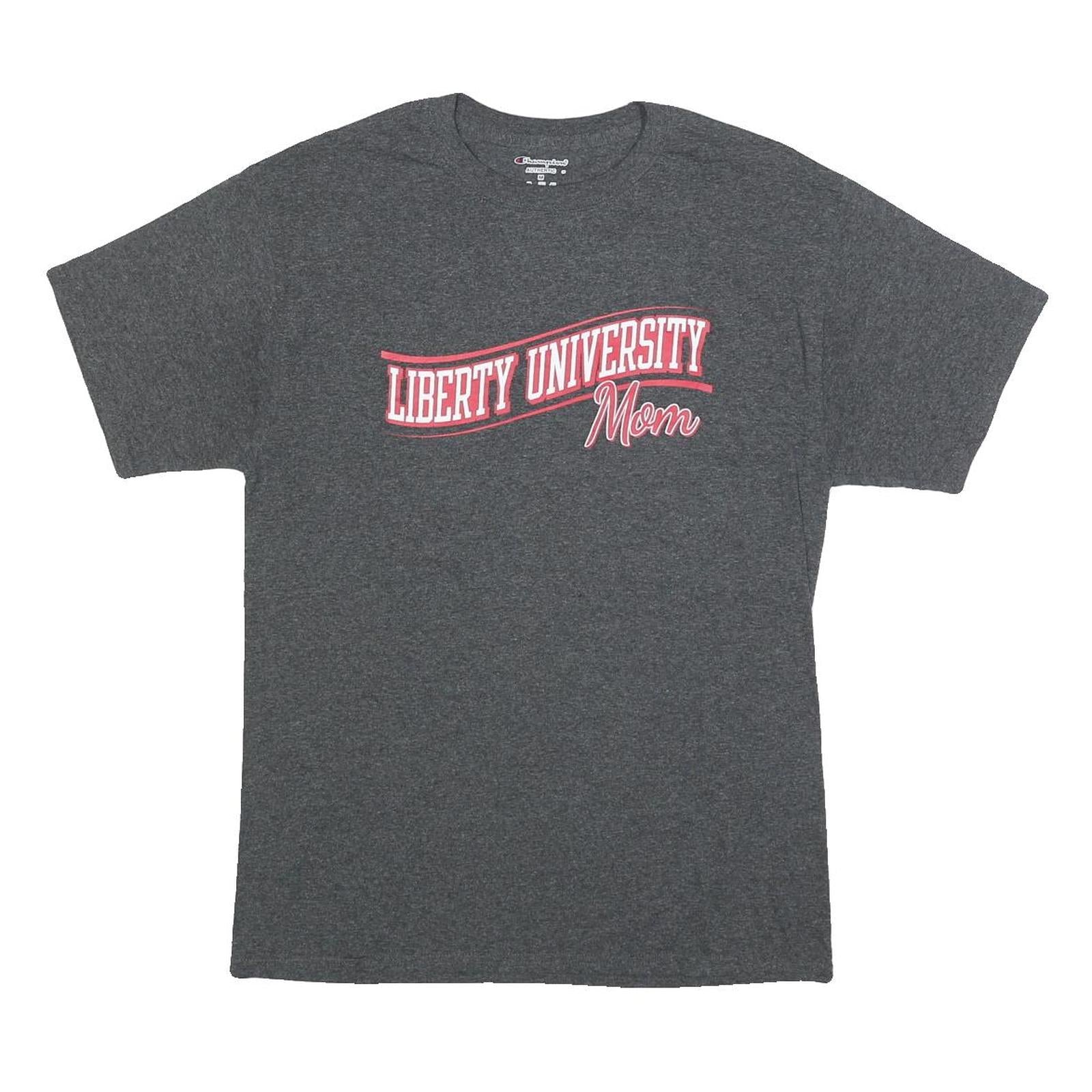 CHAMPION Mens Grey Liberty University Mom Graphic T-Shirt M Short Sleeve Crew
