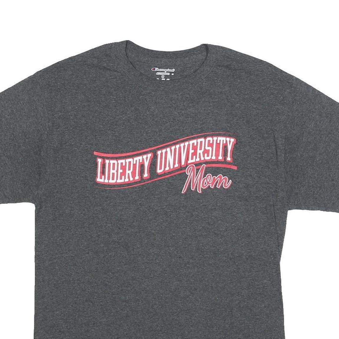 CHAMPION Mens Grey Liberty University Mom Graphic T-Shirt M Short Sleeve Crew