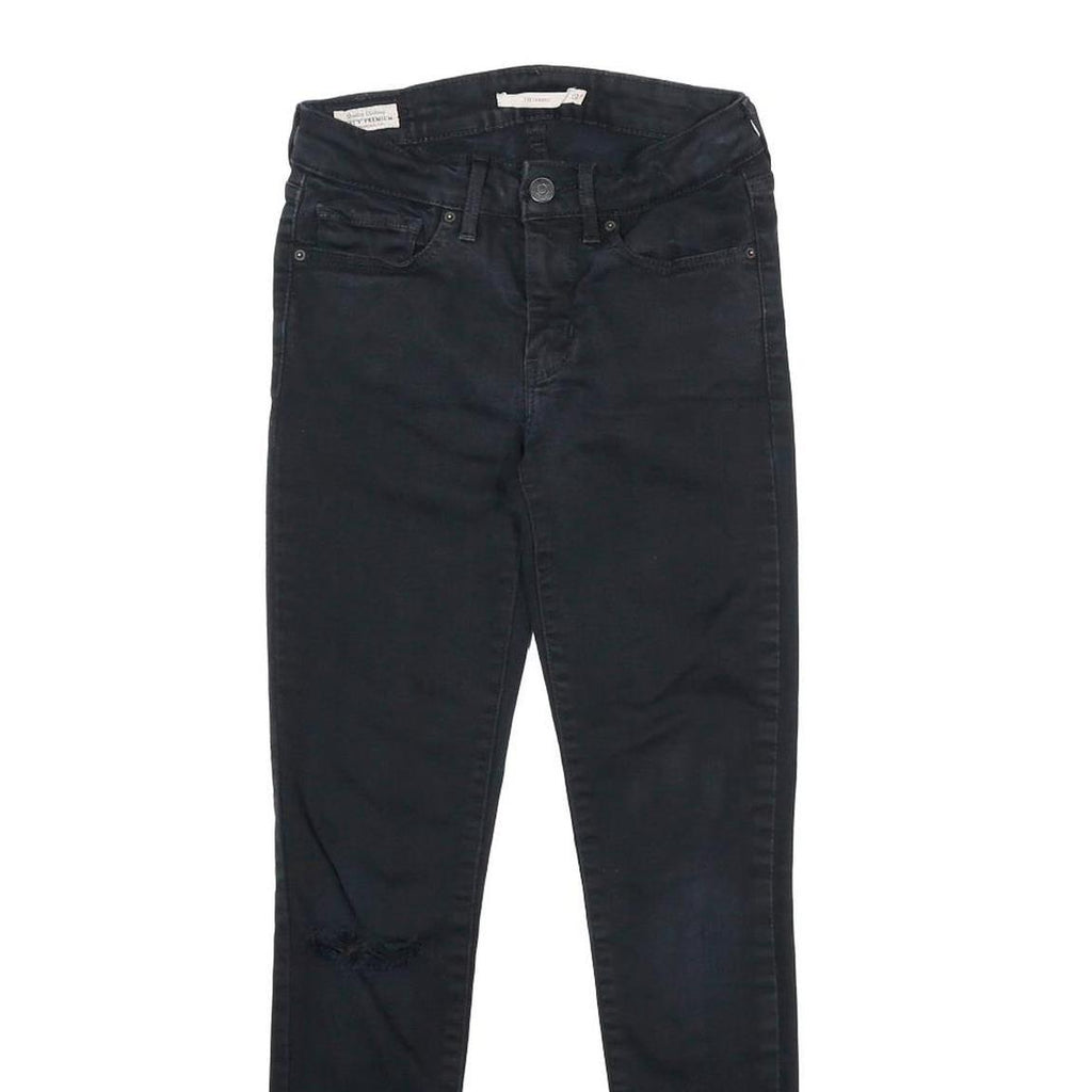 LEVI'S 711 Skinny Womens Jeans Black Slim Skinny Denim Raw W24 L28 Authentic