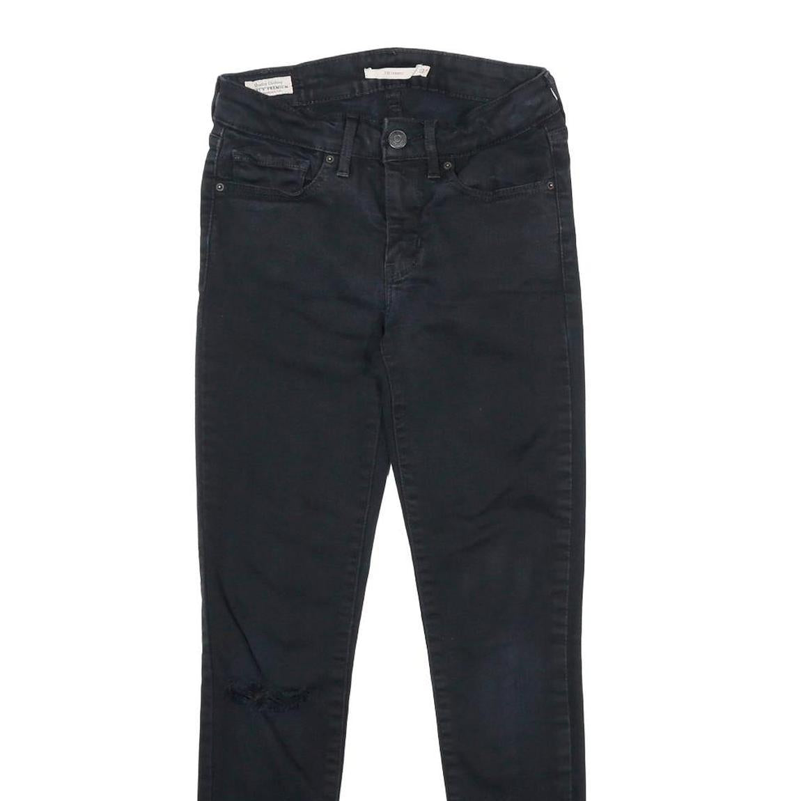 LEVI'S 711 Skinny Womens Jeans Black Slim Skinny Denim Raw W24 L28 Authentic