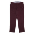 TOMMY HILFIGER Mens Cotton Burgundy Regular Fit Straight Trousers W34 L32