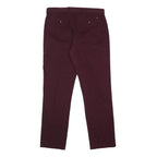 TOMMY HILFIGER Mens Cotton Burgundy Regular Fit Straight Trousers W34 L32
