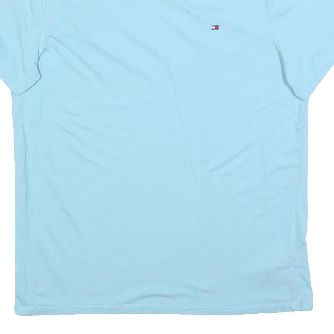 TOMMY HILFIGER Womens Blue V-Neck T-Shirt M Cotton Blend Short Sleeve Casual