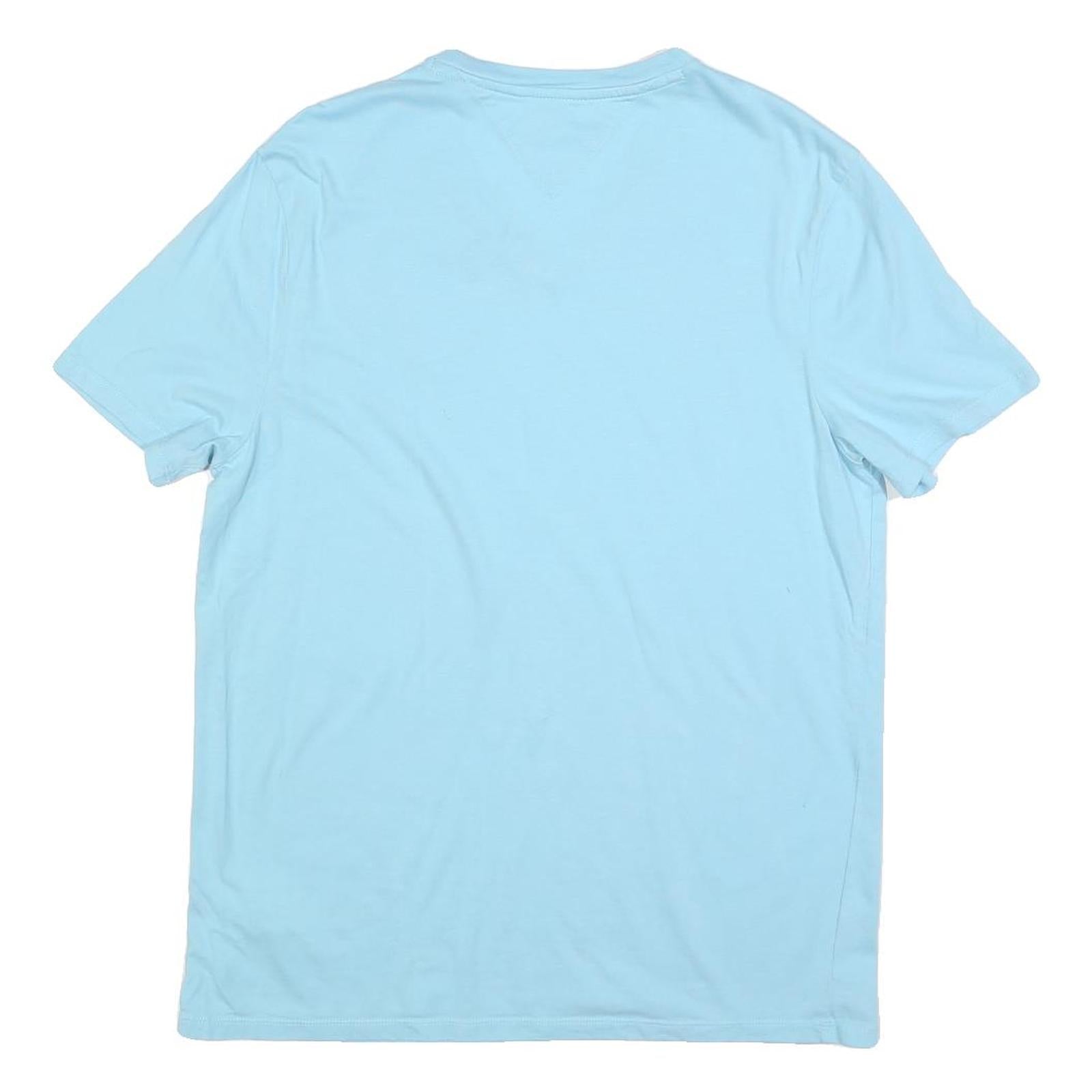 TOMMY HILFIGER Womens Blue V-Neck T-Shirt M Cotton Blend Short Sleeve Casual